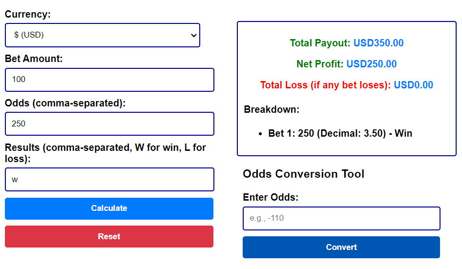 Free Parlay Calculator | For Precise Betting Odds Profit